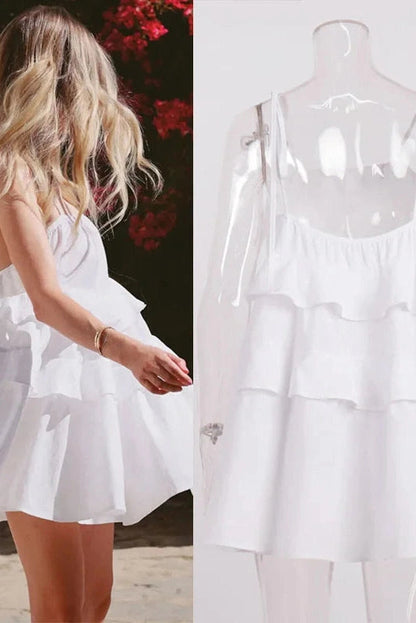 Sleeveless Mini Dress with Straps and High Waist