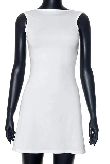 Backless Sleeveless Mini Dress with High Waist Slim Fit