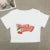 Short-sleeved T-shirt Women Summer cherry letter print short-sleeved top Spice Girls wearing crop short slim-fit street style