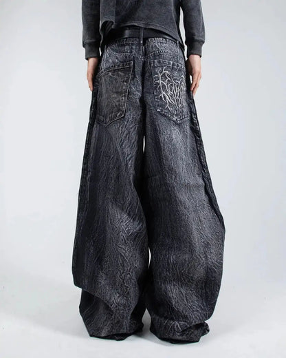 Gothic Embroidered Wide Leg Pants