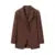 CHIC Double Buttons BF Blazer Boyfriend Vintage Women Notched Cut out Front Hem Long Sleeve Suit Loose Female Coat Camel