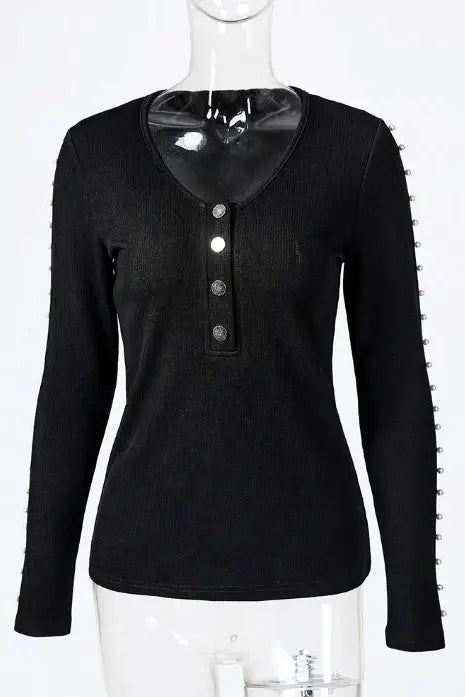 V-Neck Bubble Bead Long Sleeve Mini Dress
