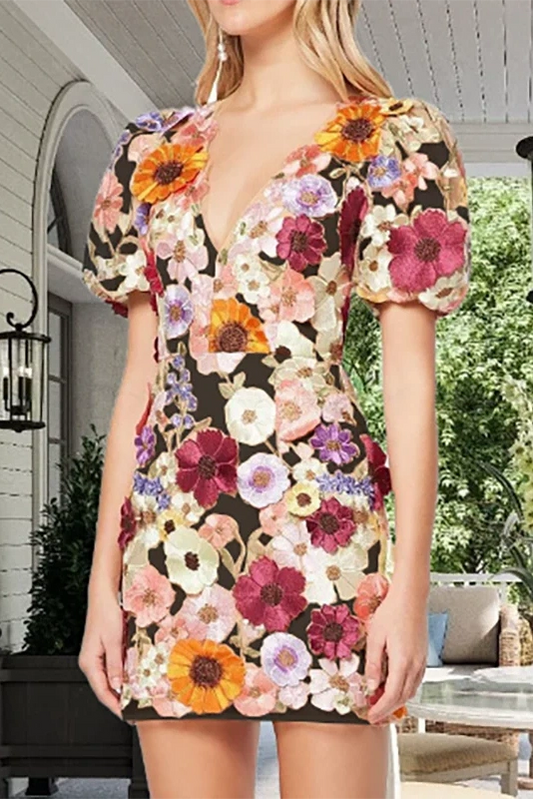 V-Neck Slim Fit Mini Dress