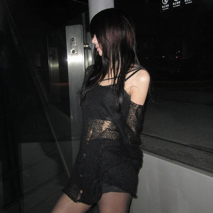Distressed Gothic Mesh Top