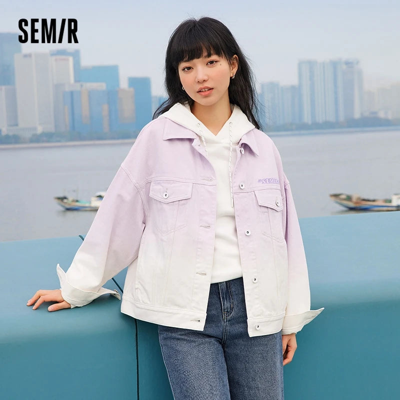 Denim Jacket Women Gradual Loose Temperament  Spring New Embroidered Jacket Trend