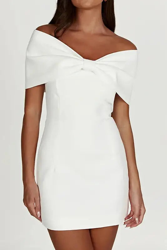 Bow Off-Shoulder Mini Dress