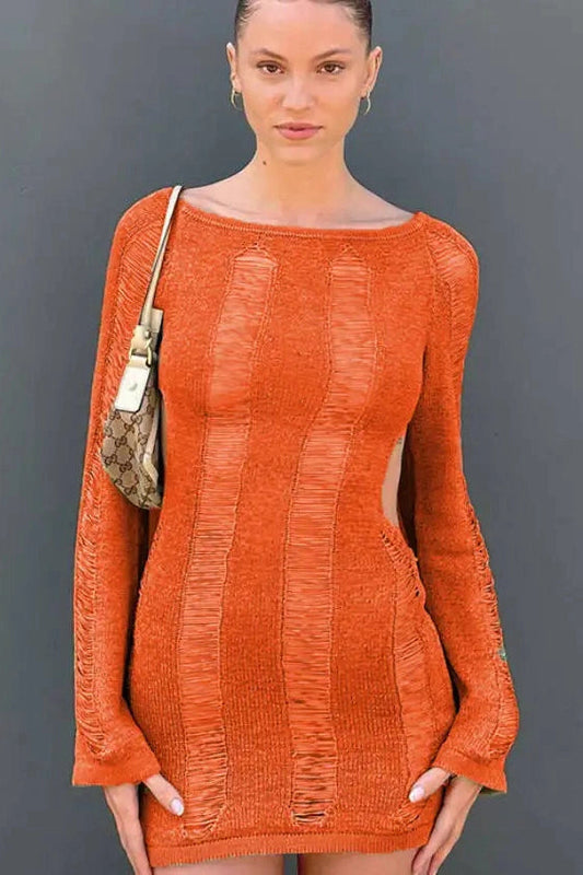 Backless Lace-Up Bodycon Mini Dress