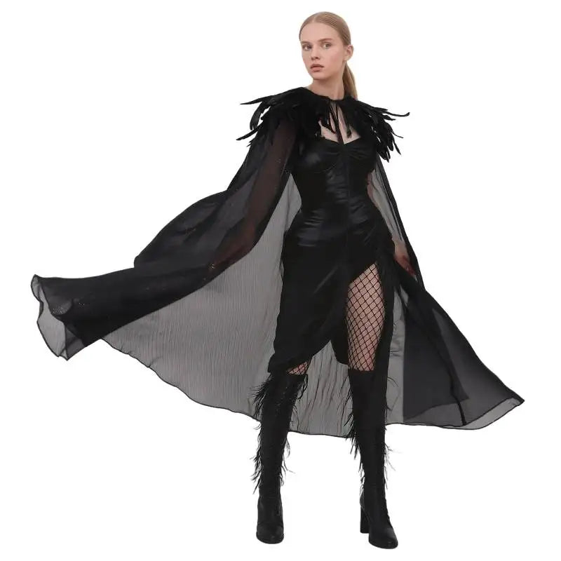 Gothic Feather Collar Cloak