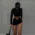 European and American Spring/Summer Round Neck Long Short sleeved 3/4 Shorts Two piece Women’s Fashion Sports Versatile Set