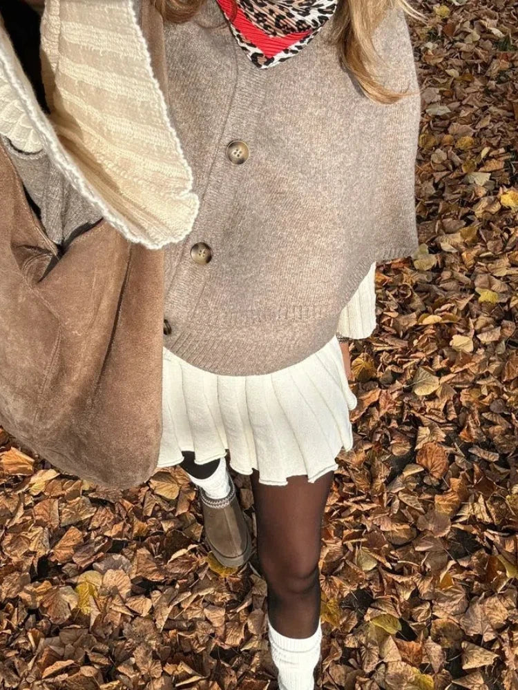 Chic Knitted Cape Cardigan Women Casual Solid Single-Breasted O-neck Sweaters Female Autumn Loose Versatile Simple Knitwear