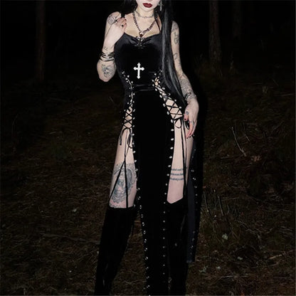 High Split Hem Grunge Midi Dress