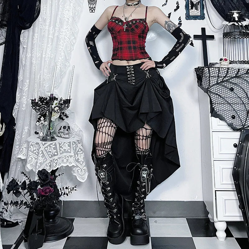 Plaid Sling Crop Corset