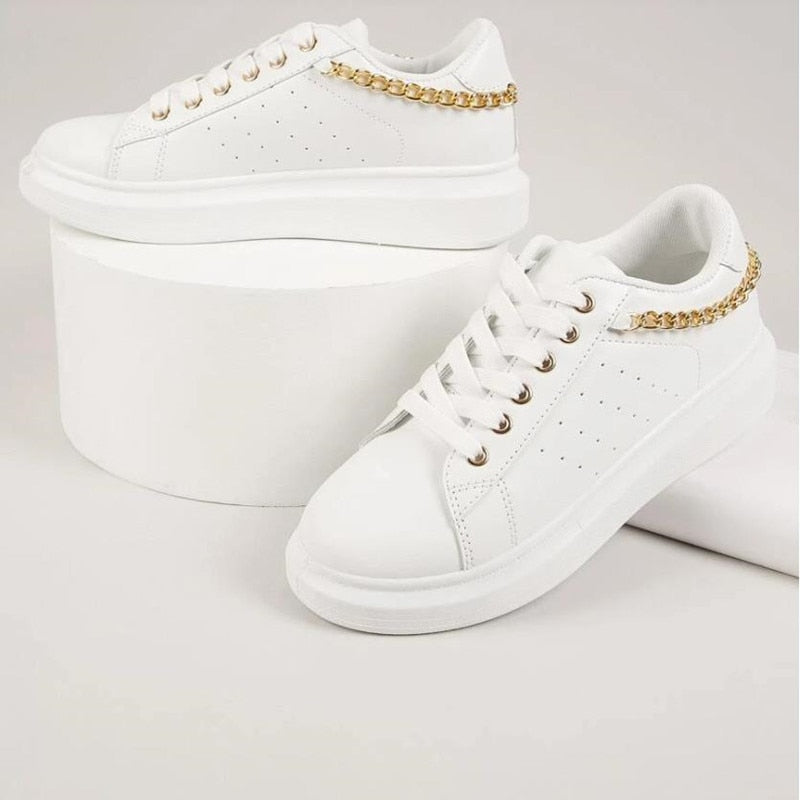 Women's Casual Lace Up Sneakers with Chain Style | Ideal for Casual Days