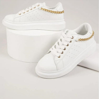 Women's Casual Lace Up Sneakers with Chain Style | Ideal for Casual Days