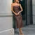 Sexy Burgundy Pu Leather Maxi Dresses Women Strapless Backless Bandage Sleeveless Pleated Hip Package Party Dress New Split Robe