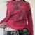 Graphic Print T-shirt Aesthetic Grunge Full Sleeve Pullovers Tees Women Vintage E-girl Gothic Mall Goth Crop Top Y2K Emo Clothes
