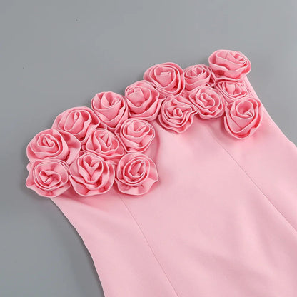 Bonnie Strapless Dress with Flower Applique