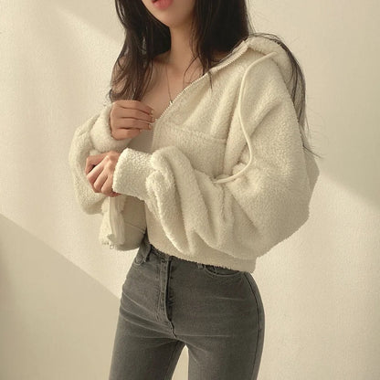 Lamb Fur Velvet Trim Coat