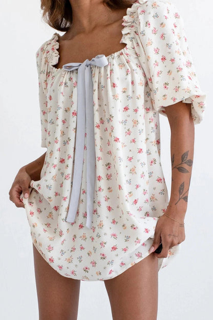 Puff Sleeve Loose Mini Dress