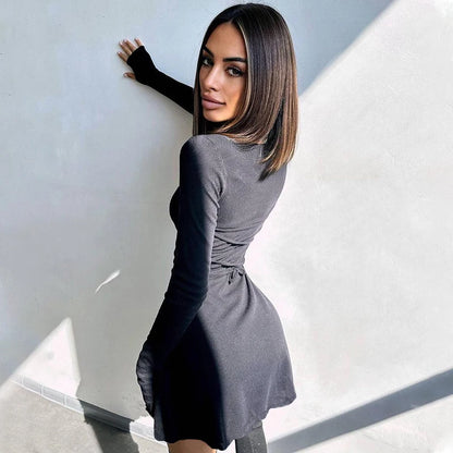 European and American style yoga dress spring women’s new fashion simple solid color back strap waist sports dress