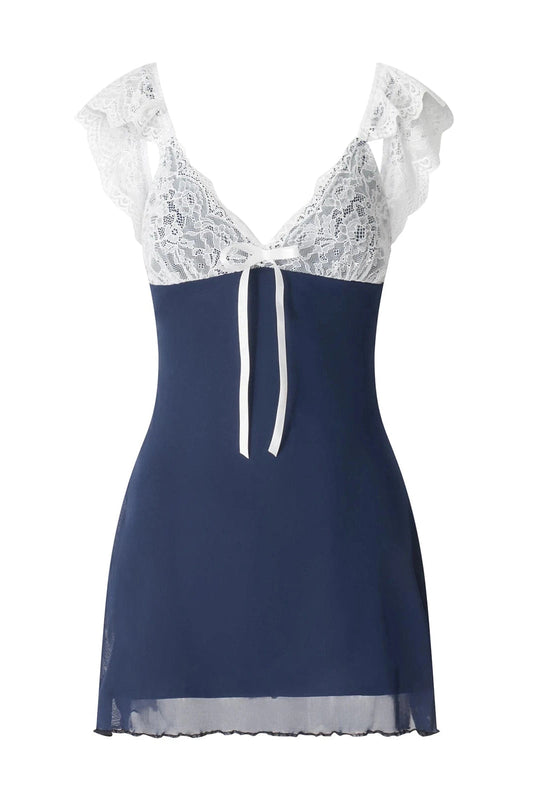 Sleeveless Lace Spaghetti Strap Mini Dress