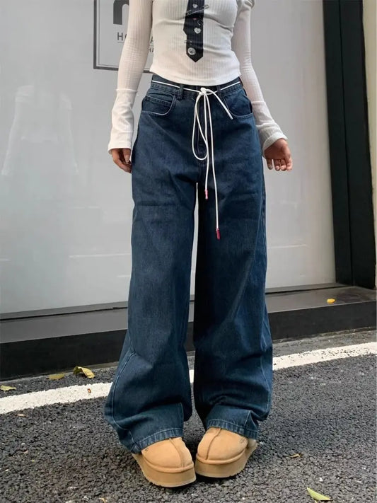 Vintage Y2k Baggy Jeans Women Hip-hop Blue Harajuku Denim Trousers Retro Oversized Casual Streetwear Jeans Aesthetic
