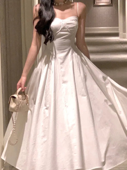 Elegant A-line Princess Dresses for Women Spaghetti Strap Evening Party Dress Prom Robe Korean Fashion Summer Vestido Mujer New