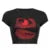 Y2K Cross border New European and American Summer Women’s Print Design Trend Short T-shirt Top