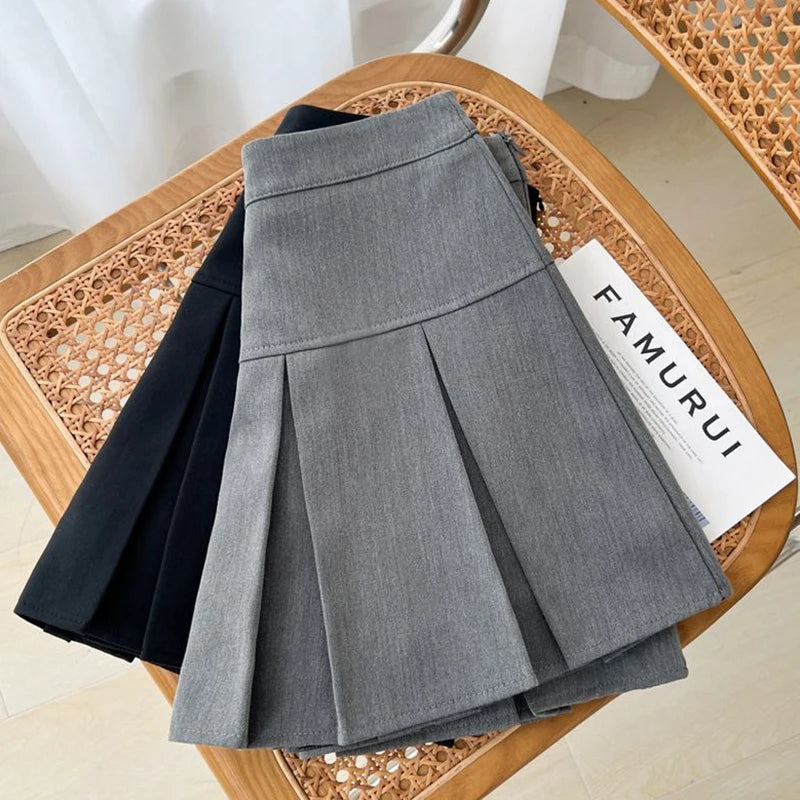 JK Preppy Black Mini Skirt Women Y2K Streetwear High Waist Pleated Skirts Summer Korean Fashion All Match A Line Skirt New