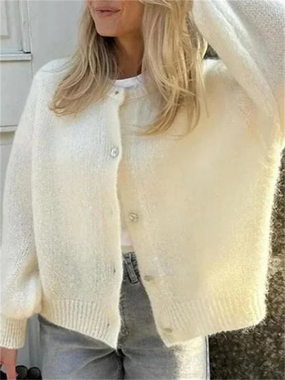 Loose Casual Sweater Cardigan Coat For Women Long Sleeve Cropped Solid Autumn Clothes Top Knitwear Women’s Outwear