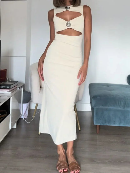 Emma- Elegant Round Neck Slim Dress