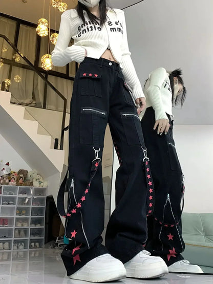 Contrast Stitch Loose Pants