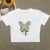 Pure wind short short sleeve female Korean spice girl round neck print wearing top with shoulder slimming T-shirt trend