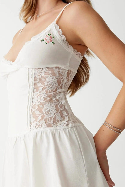 Patchwork Sleeveless V-Neck Mini Dress