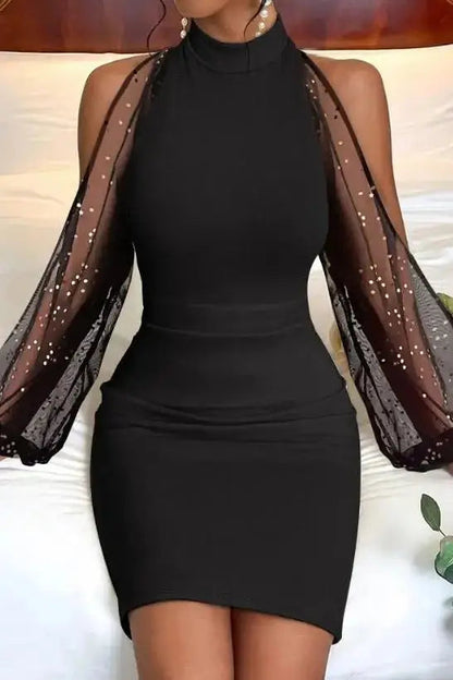 Mesh Sequin Bodycon Mini Dress