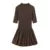 Elegant Pleated Mini Dress Women Brown O-Neck Sleeveless A Line High Waist Party Dresses  Fashion Casual New Zipper Robes