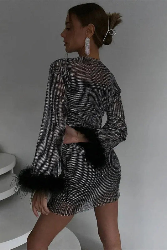 Fluffy Glitter Mini Dress