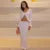 Elegant Knitted Skirt Suits For Women Fungus Cut Out Sexy Cardigan Top Long Slim Skirts Beach Holiday Lady Two Pieces Set