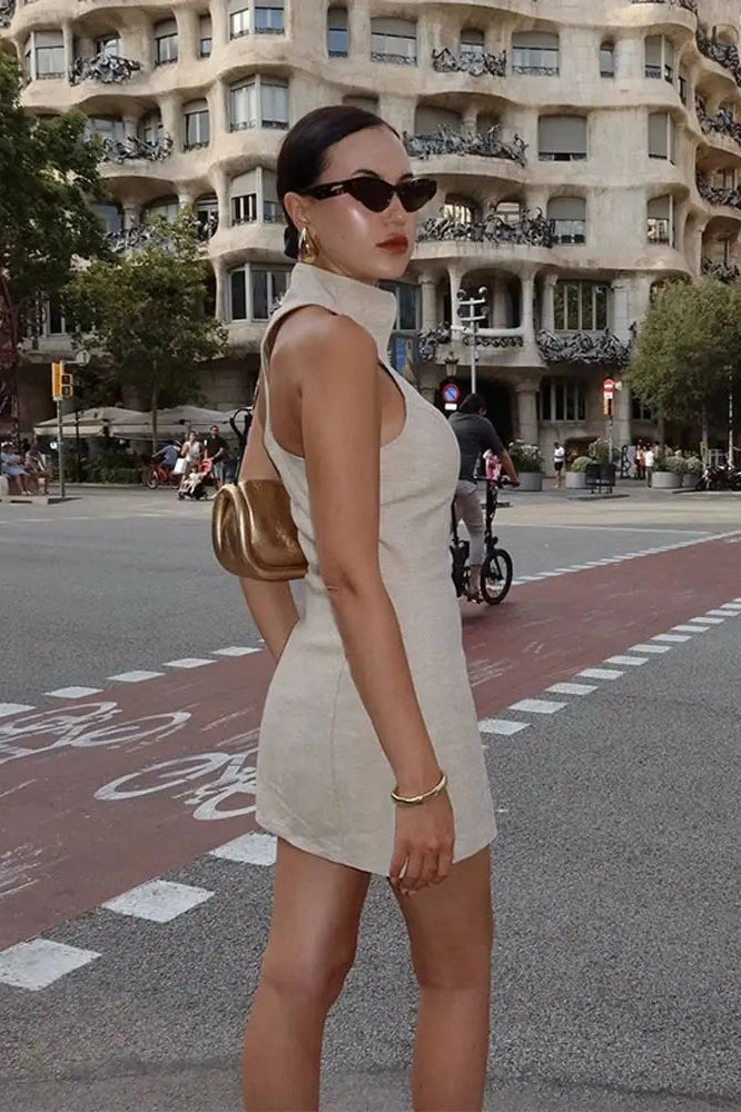 Elegant Sleeveless Slim Fit Mini Dress with Straps