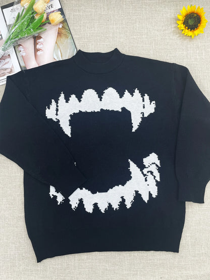 temperament commuter style pullover sweater for women’s autumn and winter new loose all-match crew-neck knitwear