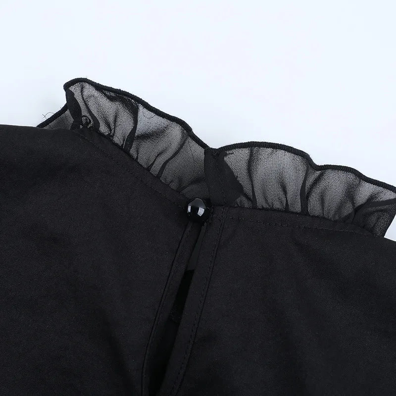 Mesh Bubble Sleeve Blouse