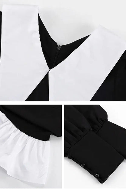 Vintage Mini Dress with Turn-Down Collar