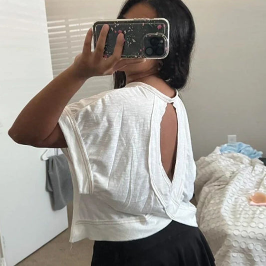 Europe and the United States foreign trade women’s  new women’s back sports yoga T-shirt relaxed casual breathable