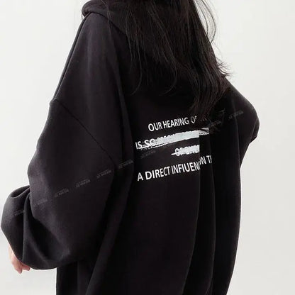 Hooded sweatshirt and winter clothes winter thin loose letter mid-length clothing y2k tops
