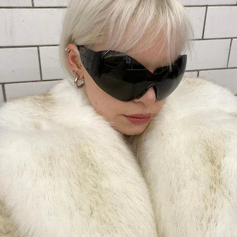 Luxury Brand Runway Fashion Yellow Gradient Cropped Fluffy Fur Jacket Coat Women Winter Thicken Faux Fox Fur Outerwear