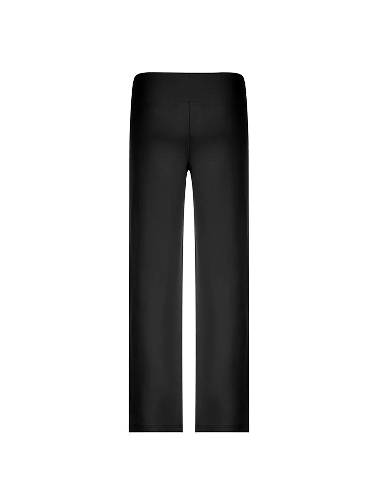 Solid Drawstring Low Waist Straight Pants Women Basic Casual Jogger Sweatpants