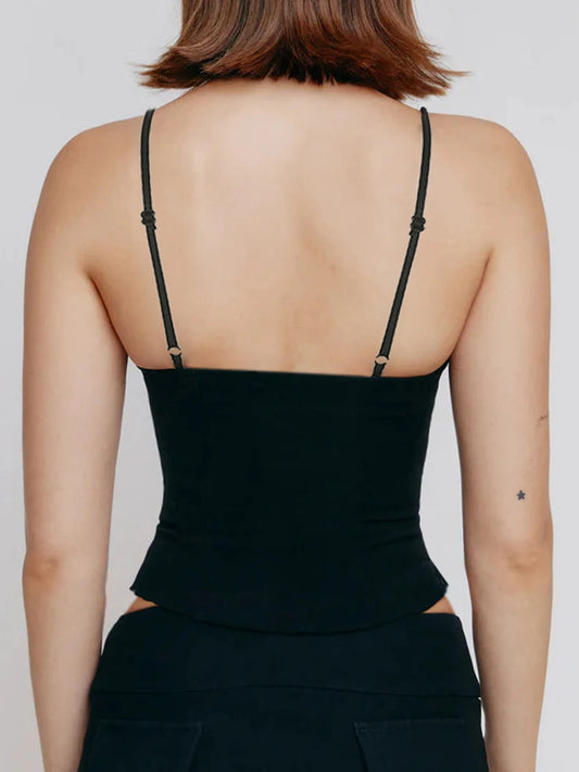 Solid Simple Fish Bones Binding Waist Women¡¯s Camisole Skinny Sexy Rave Classical Tank Spring Summer Trendy Clothes