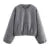 Retro Solid Woolen Women’s Bomber Jacket Long Lantern Sleeves Pockets O-neck Loose Female Coat  Autumn High Street Outwears