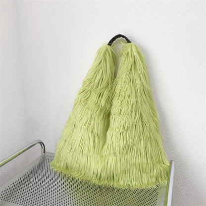 00s Cool Y2k Street Girls Hot Fluffy Furry Shoulder Bag Women Luxury Brand Fashion Faux Fur Hobos Big Tote Bag Harajuku Handbags