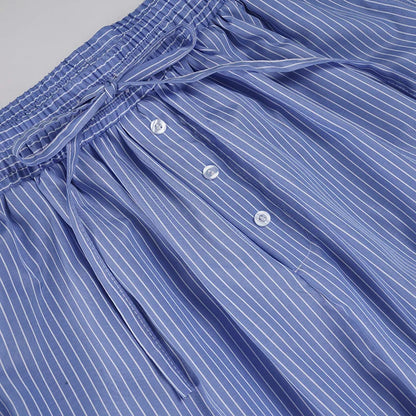 Streetwear Blue Striped Print Casual Pants Elastic Low Rise Loose Trousers y2k Aesthetic Korean Style Hippie Trousers
